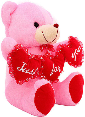 

DealBindaas Tri Heart Ruby Bear Ilu Valentine Stuff Teddy - 300 mm(Pink)