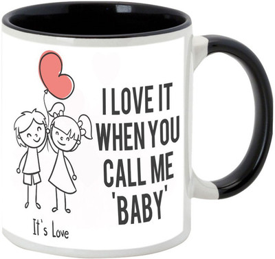 

AllUPrints Love With A Kiss Black Ceramic Mug(325 ml)