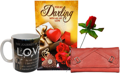

Saugat Traders Greeting Card, Mug, Artificial Flower Gift Set