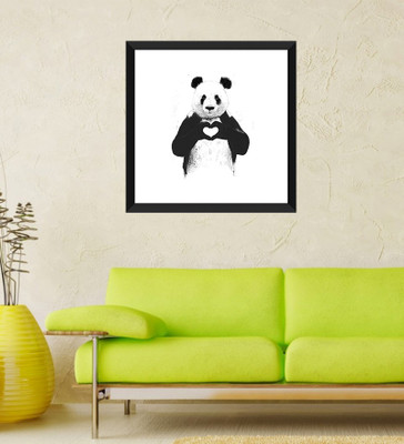 

Tallenge - Valentine's Day Gift - Panda in Love - Framed Art Print On Photographic Paper(12 inch X 12 inch, Framed)