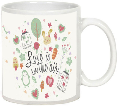 AllUPrints Love Is In The Air White Ceramic Mug(325 ml)