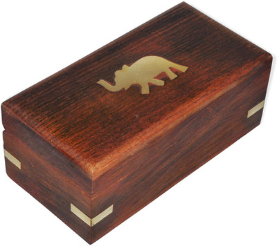 

DakshCraft Elephant Engraved Jewelry Box Makeup And Jewellery Vanity Box(Brown)