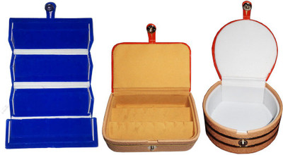 

Abhinidi Combo of 3 velvet case Ring and Earring storage travelling Folder Jewellery Vanity Box(Multicolor)