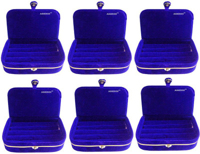

Abhinidi Set of 6 velvet case Jewellry storage travelling folder Jewellery Vanity Box(Blue)