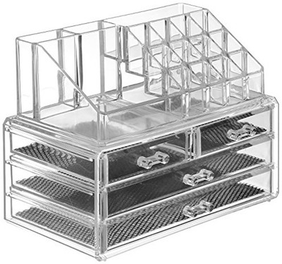 

Kawachi Acrylic Makeup Storage Box For Cosmetic Jewelry Display Organizer Lipstick Vanity Box(White)
