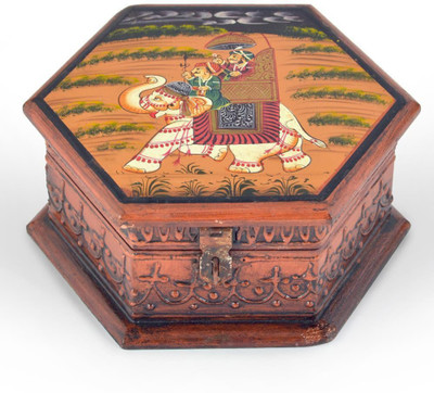 

Shree Sai Handicraft Hand Painted Octagonal Wooden Art Box Jewellery Vanity Box(Brown)