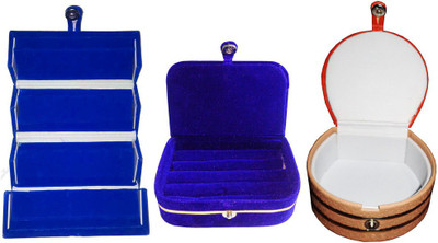 

Abhinidi Set of 3 velvet case Ring and Earring storage travelling Folder Jewellery Vanity Box(Multicolor)