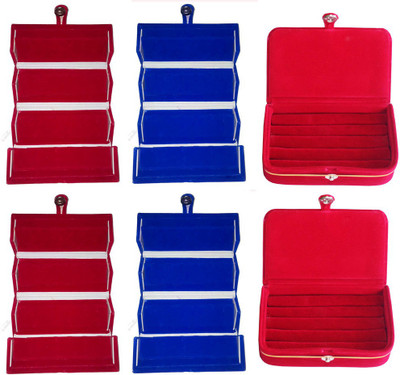 

Abhinidi Combo of 6 velvet case Ring and Earring storage travelling Folder Jewellery Vanity Box(Multicolor)