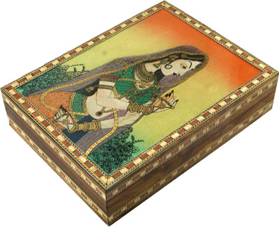 

R S Jewels Wooden Gemstone Painting Handmade Jewellery Vanity Box(Multicolor)