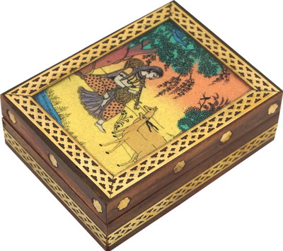 

R S Jewels Handmade Wooden Gemstone Painting Jewellery Vanity Box(Multicolor)