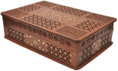 

Craftatoz Vanity Box,,Wooden Wedding Gift Box, Handcrafted Box Perfect For Wedding, Makeup Vanity Box(Brown)