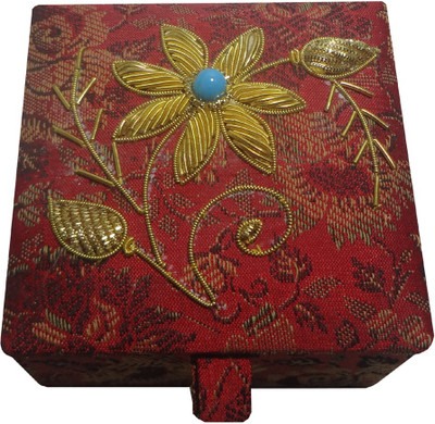 

Avinash Handicrafts 7.5x7.5 cm Red in zari work Makeup, Jewellery, Decorative Vanity Box(Red)