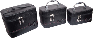 

Styler Leather Touch Combo 3 Makeup Vanity Box(Black)