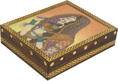 

R S Jewels Handmade Wooden Gemstone Painting Jewellery Vanity Box(Multicolor)
