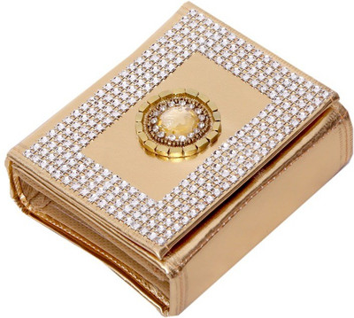 

Kuber Industries Fldable Bindi Kit Golden Tissue Laminated (16 Flaps) Make Up Vanity Box(Gold)