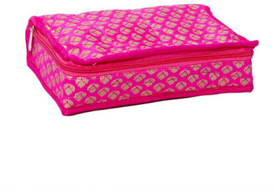 

Kuber Industries Designer Kit in Heavy Quilted Brocade Material Make Up Vanity Box(Pink)