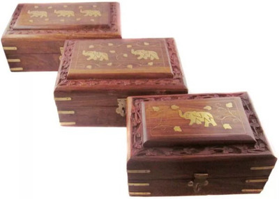 

Desi Karigar square Jewellery Vanity Box(Brown)