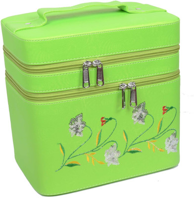 

Styler Embroidery Design Makeup Vanity Box(Parrot Green)