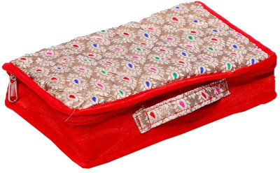 

Kuber Industries Designer Quilted Material Make Up Vanity Box(Red)