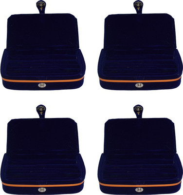 

Aadhya Aadhya multipurpose ring folder Pack of 4 Keeps jewelleries safe Vanity Box(Blue)