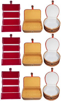 

Abhinidi Combo of 9 velvet case Ring and Earring storage travelling Folder Jewellery Vanity Box(Multicolor)