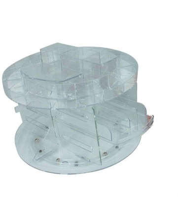 

Shrih Rotating And Holds Up To 200 Items Spins 360 Degrees Cosmetic Organizer Vanity Box(Transparent)