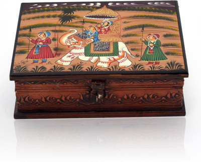 

Shree Sai Handicraft Wooden Hand Painted Dhola Maru Box Jewellery Vanity Box(Orange)