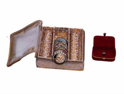 

Kuber Industries Bangle Three Roll & Ring Box Jewellery Vanity Box(Gold)