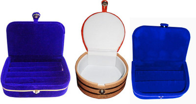 

Abhinidi Combo of 3 velvet case Ring and Earring storage travelling Folder Jewellery Vanity Box(Multicolor)