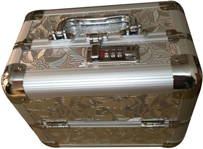 

Platinum Flower Print Makeup, Jewellery Vanity Box(Silver)