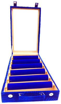 

Atorakushon 6 roll rod wooden Velvet Bangles Jewellery Box Storage Case Vanity Box(Blue)