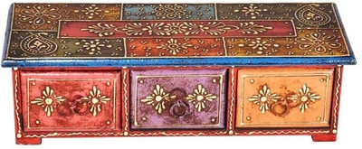 

Purpledip Colorful Ceramic Wooden Jewelery Vanity Box(Multicolor)