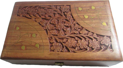 

Evergreen Wooden Handicraft Jewellery box Hand Made Designer 8 x 5 inch Makeup and Jewellery Vanity Box(Brown)