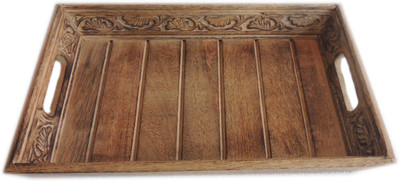 The Decor Mart Decor Mart - Wood Tray - Natural - 15 x 10 x 2 inch Makeup Vanity Box(Natural)