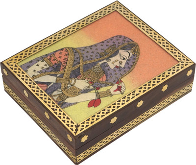 

R S Jewels Wooden Handicraft Gemstone Painting Jewellery Vanity Box(Multicolor)