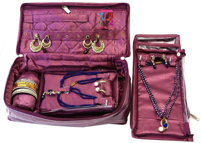

Atorakushon Bangle Necklace Earrings Tops Studs Half Set Bag Case Storage Pouch Vanity Box(Purple)