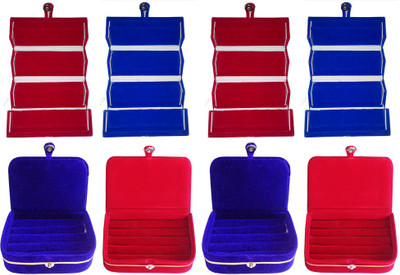 

Abhinidi Set of 8 velvet case Ring and Earring storage travelling Folder Jewellery Vanity Box(Multicolor)