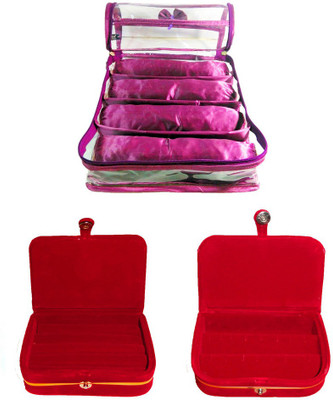 

Atorakushon Satin 4 Rods Bangle box Jewellery Ring & Earring Storage Case Vanity Box(Purple)