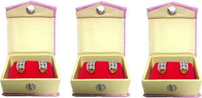 

Addyz pack of three single pair of Earring box case jewellery Vanity Box(pink)