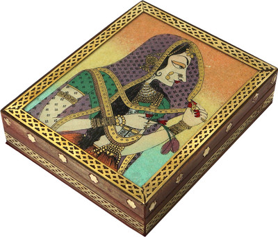 

R S Jewels Wooden Gemstone Painting Handmade Jewellery Vanity Box(Multicolor)