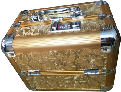 

Platinum Golden Flower Print Makeup, Jewellery Vanity Box(Golden)