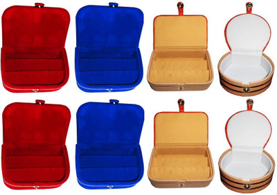 

Abhinidi Set of 8 velvet Vanity case Ring and Earring storage travelling Folder Box Vanity Box(Multicolor)