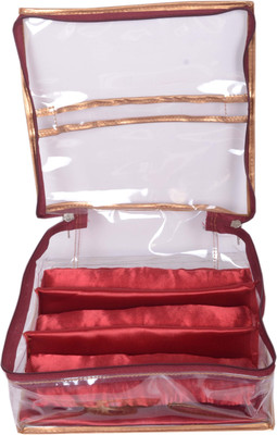 

Styler Transparent Soft Bangle Pouch 3 Rod Fashion Vanity Box(Maroon)