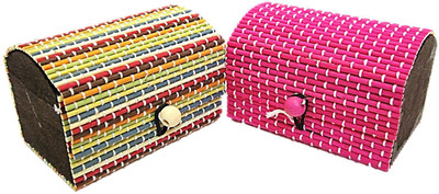 

Muccasacra Pack of 2 L-9cm Multipurpose box, Storage box, suitable for gifting, jewellery box Vanity Box(multicolour, Pink)