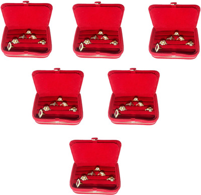

Addyz Combo Pack of 6 pcs Women Men Ring Storage case Jewellery Vanity Box(Red)