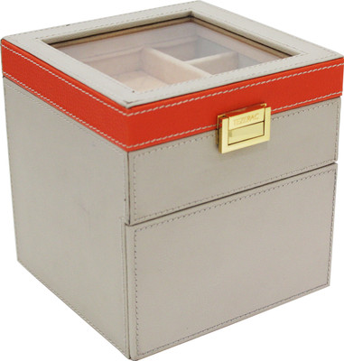 

Tezerac Large Jewellery Box Makeup Vanity Box(Beige, Orange)