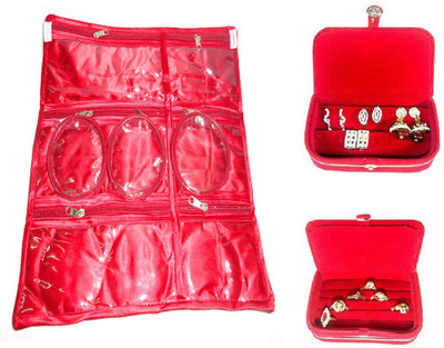 

Atorakushon Jewellery Makeup Cosmetic Bag Ring Box & Earring Box Storage Pouch Vanity Box(Maroon)