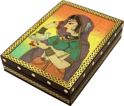 

R S Jewels Wooden Gemstone Painting Handmade Jewellery Vanity Box(Multicolor)