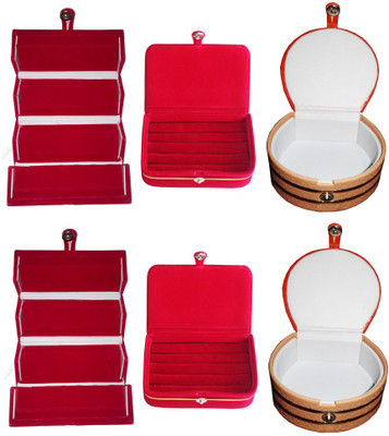 

Abhinidi Set of 6 velvet Vanity case Ring and Earring storage travelling Folder Box Vanity Box(Multicolor)