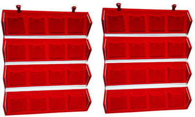 

Atorakushon 2 Big Earring Nosepin Folder Jewellery Box Traveling Organiser Pouch Storage Case Vanity Box(Red)